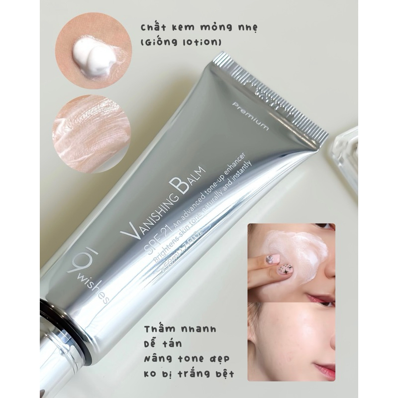 Kem nâng tông dưỡng trắng da 9wishes Premium Vanishing Balm 50ml