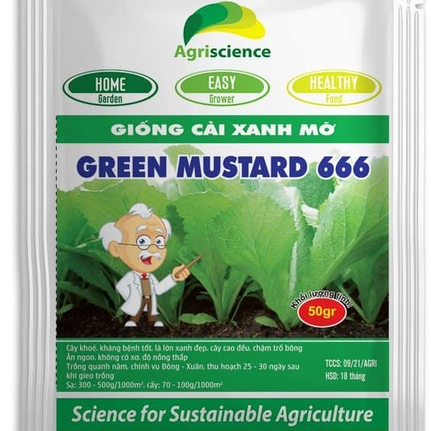 Hạt Giống Cải Bẹ Xanh Mỡ Agriscience Green Mustard 666 (Gói 50G)