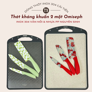 Thớt kháng khuẩn 2 mặt Inox 304 và nhựa lúa mạch Omiseph - chống nấm mốc bảo vệ sức khỏe