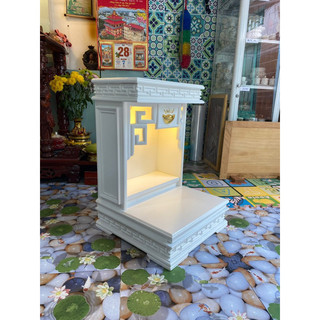 bàn thờ ông địa thần tài trắng gỗ cao cấp