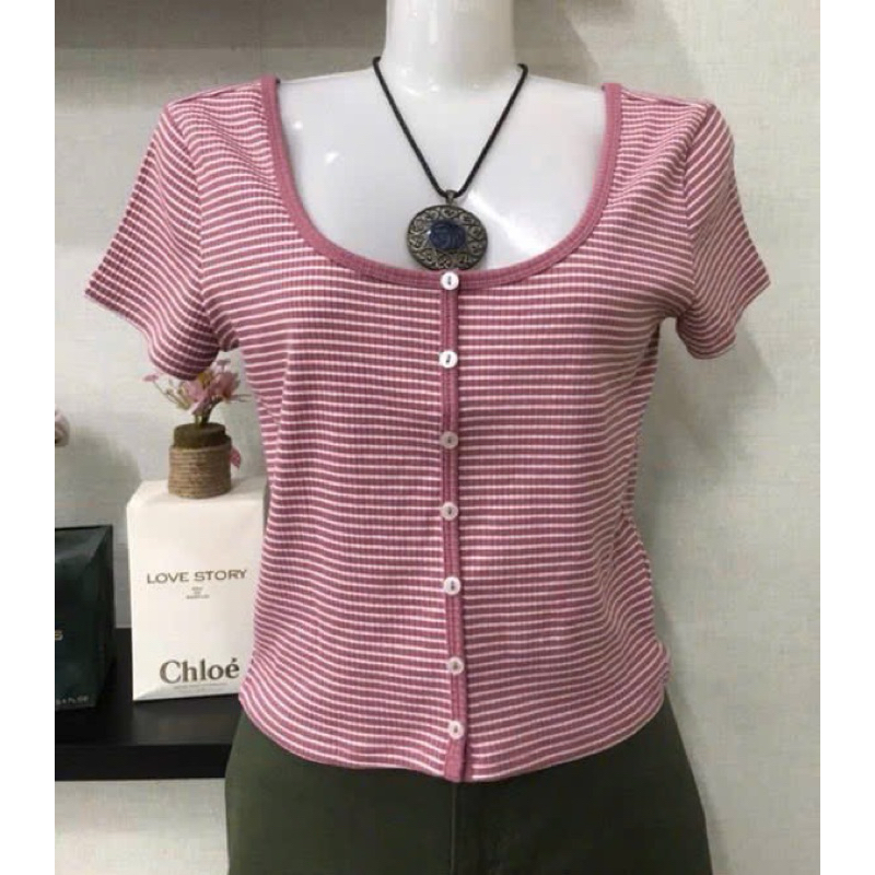 [HÀNG USA] HIPPIE ROSE - SỌC CROP TOP SỌC HỒNG.