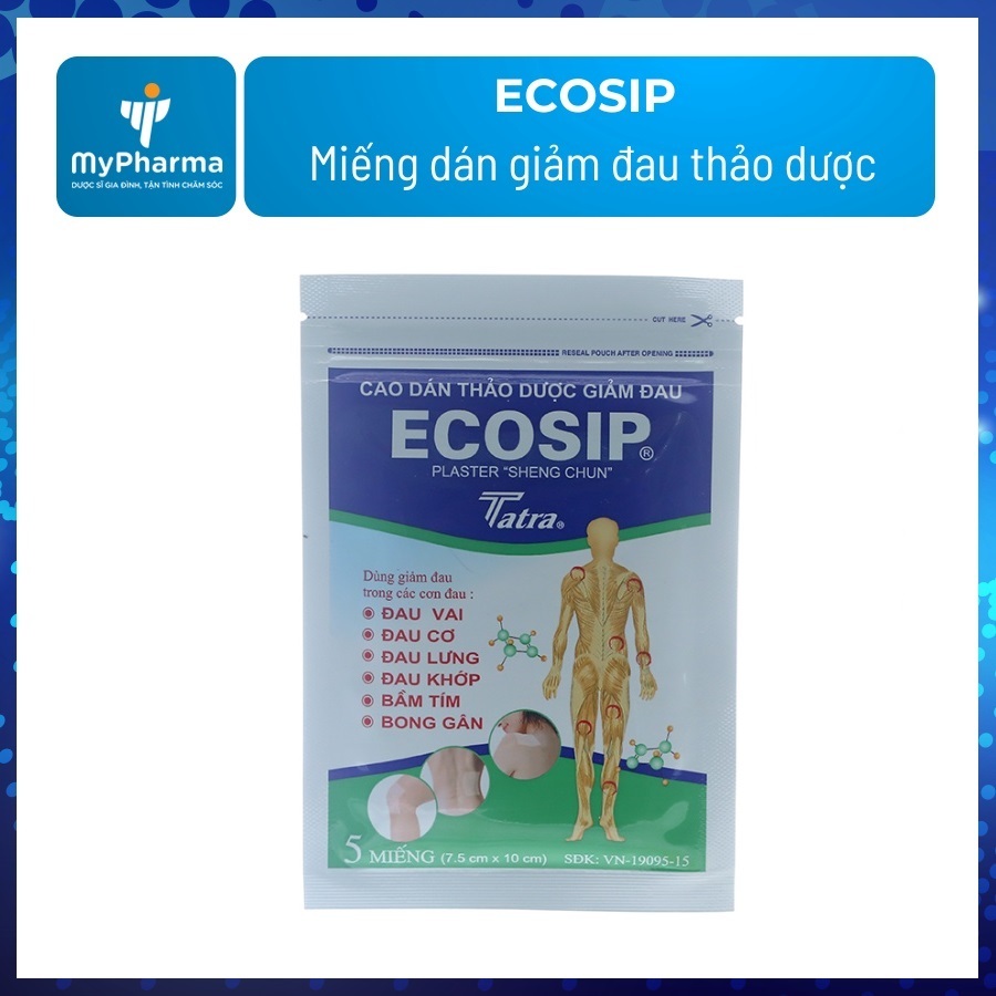 Miếng dán lạnh giảm đau thảo dược Ecosip gói 5 miếng