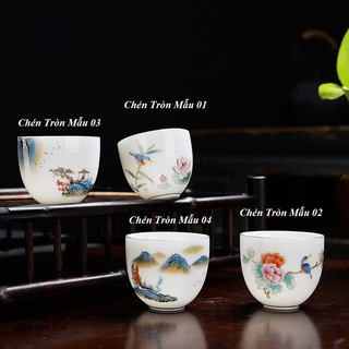 Chén Sứ Cảnh Đức Vẽ Tay Viền Vàng Dùng Thưởng Trà