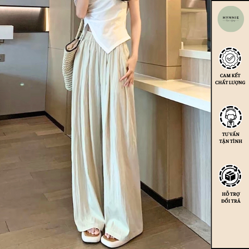 Quần suông cạp chun vải đũi lụa nhăn siêu nhẹ HYNIE MS405 Nữ Women