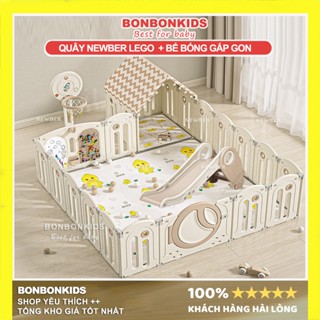 Combo Quây cũi nhựa cho bé kèm cầu trượt. Lều Chơi Quây lego, Quây gấu mặt trăng, Quây Moon House