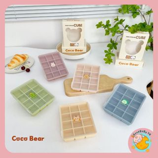 Khay trữ đông Coco Bear chia ngăn silicone, có nắp nhựa vệ sinh trữ đồ ăn dặm cho bé Goodbabyvn