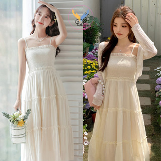 Váy 2 dây - Đầm maxi dáng dài phối viền ren chất voan Hàn cao cấp , thời trang nhẹ nhàng ngọt ngào