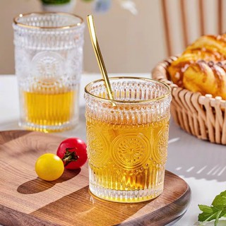 Ly thủy tinh uống rượu Tây pha lê viền nhũ vàng cao cấp, cốc uống rượu whisky Retro wine glass