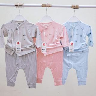 Bộ quần áo dài tay sơ sinh mùa hè cúc cài lệch Avaler 2023 vải sợi tre siêu mềm mỏng mát bé trai bé gái