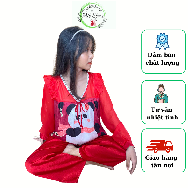 Set đồ nữ, đồ bộ tiểu thư cổ V tay voan dài vải Xước mềm, thoáng mát Freesize 40- 57kg- MítStore