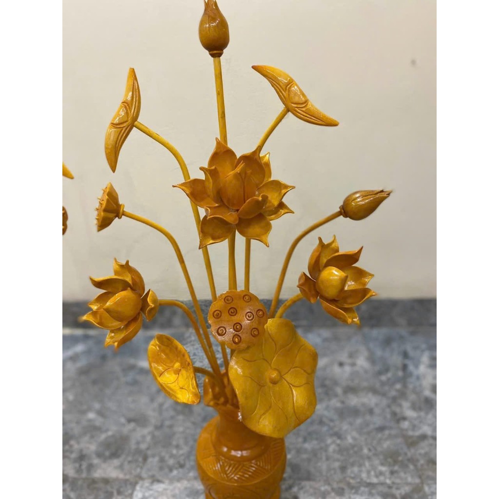 bình hoa sen gỗ xà cừ