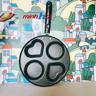 V- VÂN ĐÁ CHỐNG DÍNH cao cấp 25cm - Chiên Trứng, Làm Bánh Rán Đoremon, PanCake 4 Ngăn Tiện Dụng xoong & chảo chảo