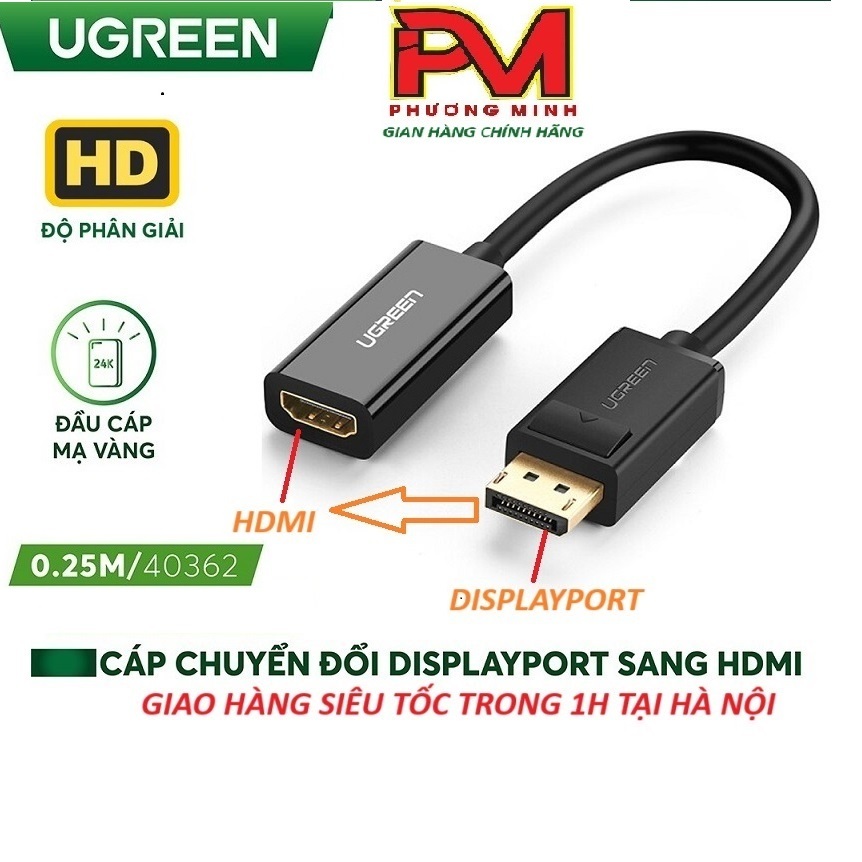 Cáp chuyển Displayport sang HDMI chính hãng Ugreen 40362 40363  Jasoz T-G106 _Hàng chính hãng