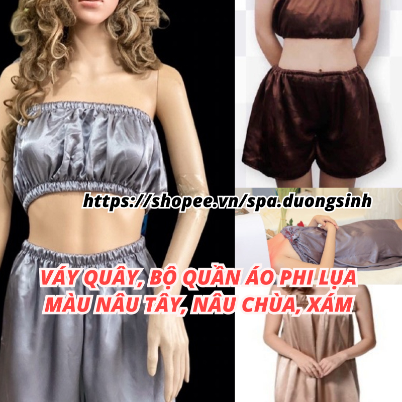 Bộ Quần Áo Phi Lụa Mặc Massage, Giảm Béo, Váy Quây Spa Chăm Sóc Da