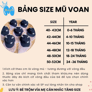 Mũ khăn voan cho bé trai 0-12 tháng tùy mẫu (số đo vòng đầu sẽ ghi rõ ở từng mẫu)