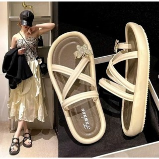 Dép Xỏ Ngón Nữ Quai Mảnh 3 Phân Đính Đá Cao Su Chống Trơn Trượt
