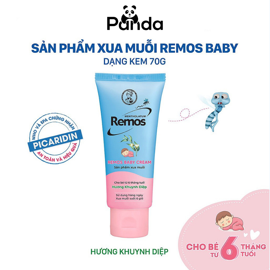 Remos Kem Xịt Chống Muỗi Đốt cho Bé từ 6 tháng tuổi Rohto Mentholatum Hương Khuynh Diệp Nắp Hồng