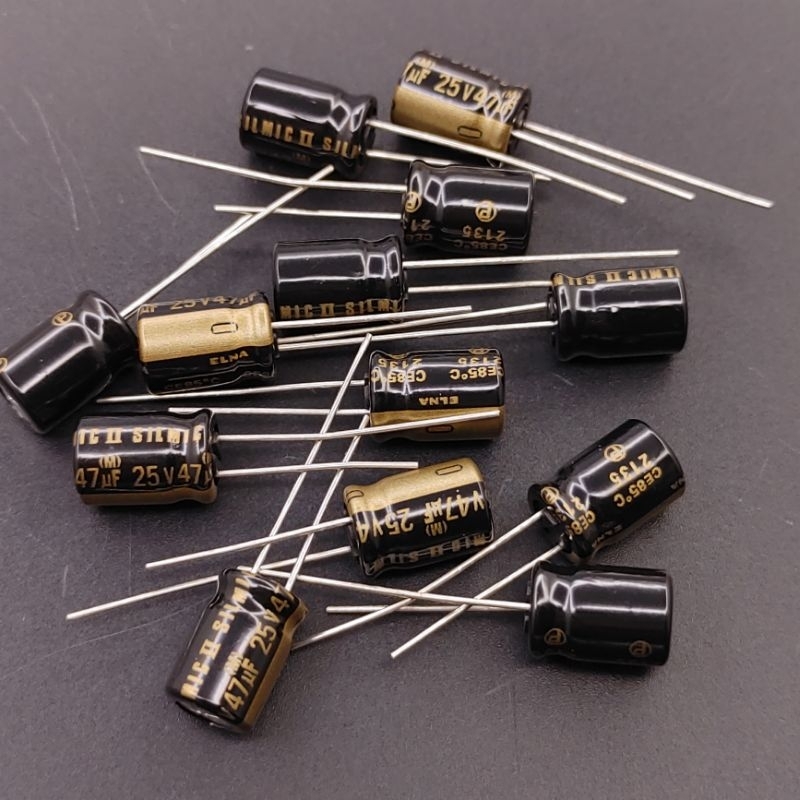 (2 con) Tụ điện Elna Silmic II 25V 47uF chính hãng