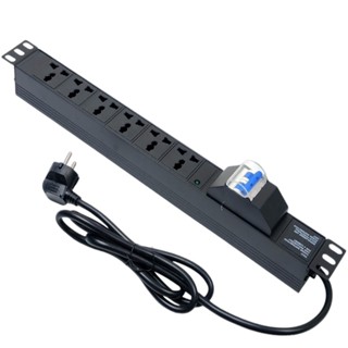 Thanh nguồn PDU 6 ổ , Thanh nguồn PDU 6 cổng đa dụng, vỏ nhôm cao cấp,có MCB 16A có dây nguồn 1.5M