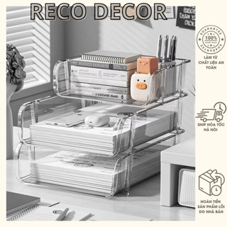 Kệ Đựng Tài Liệu Xếp Tầng Trong Suốt Dạng Vát Trang Trí Bàn Học Decor RECO