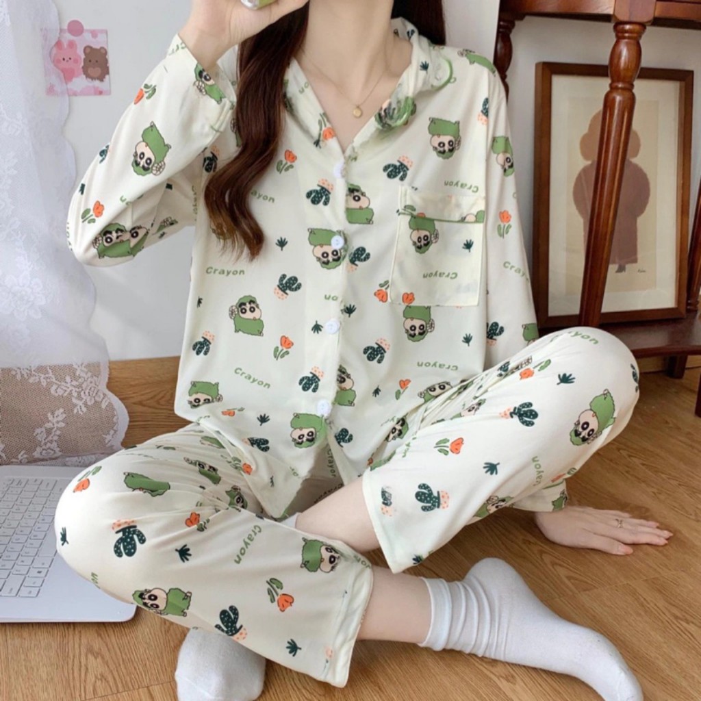 bộ ngủ thu đông dài tay nữ,pijama mặc nhà hoạt hình dễ thương, set đồ ngủ cute-xuongmaypijamachucanh