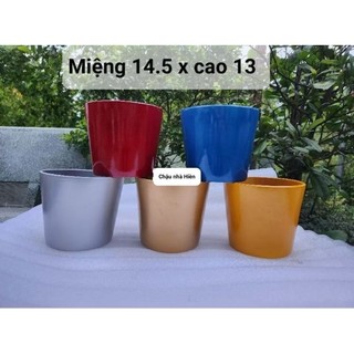 Chậu đất nung - chậu vót sơn màu miệng 14.5, cao 13