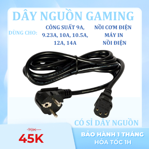 [HỎA TỐC 1H] Dây cáp nguồn PC máy tính 1m-1m5 Dây nguồn máy tính Dây nguồn laptop gaming công suất 9A 9.23A 10A 11.8A12A