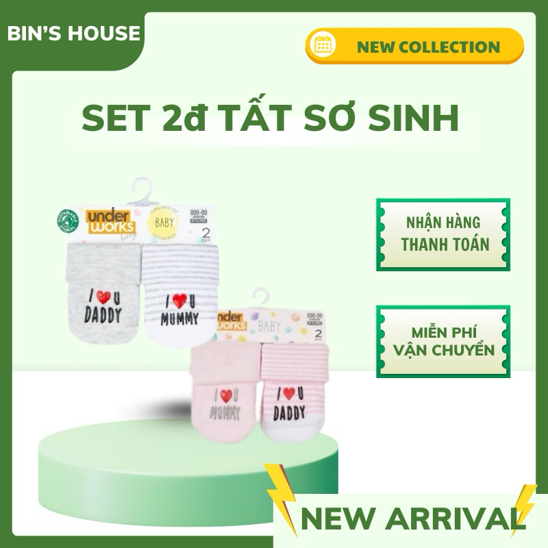 Set 2đ tất sơ sinh cho bé