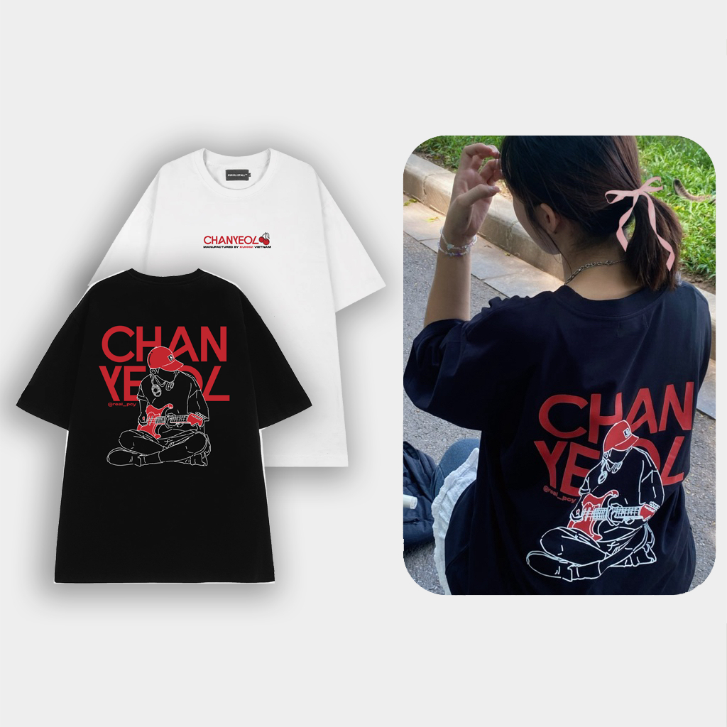 CHANYEOL TEE - Áo thun EXO unisex oversize 2 màu đen/trắng