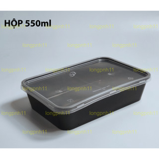 Set 10 hộp Microwave đen bao gồm nắp 550ml, 650ml, 750ml, 1000ml, Hộp đen đựng lò vi sóng thực phẩm