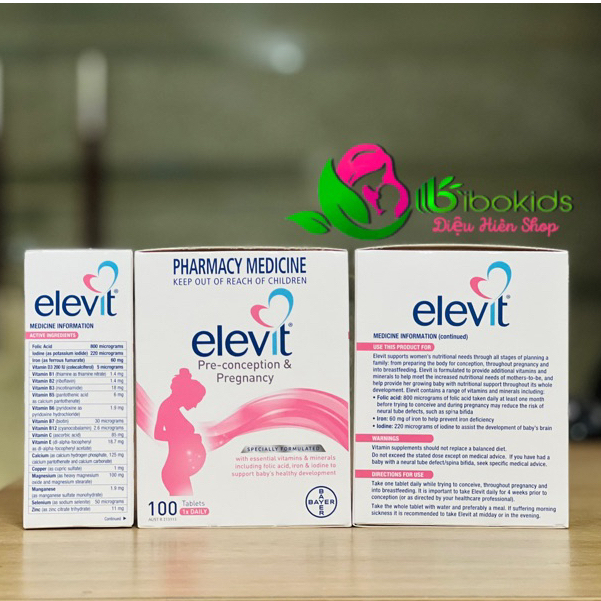 Elevit bầu hộp 100 viên