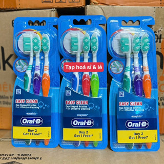Bàn chải đánh răng oral b easy clean cán trắng 2 tặng 1 (tổng vỉ 3 cây)