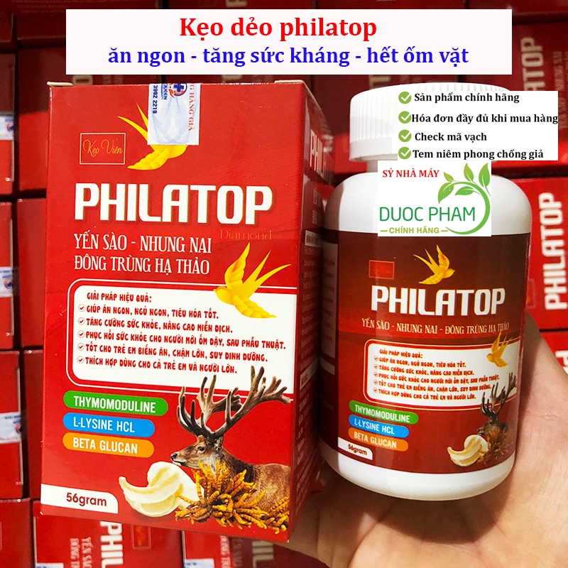 Kẹo dẻo Philatop yến sào sữa non bổ sung đạm giúp tiêu hóa tốt ăn ngủ ngon hơn,tăng cường nâng cao sức khỏe