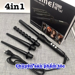 ✅KEMEI Máy Uốn Tóc Đa Năng 4in1 KM4083 - 4 Kiểu Tóc Hot 2021 Uốn Xoắn Ốc Lọn Sợi Mì Gợn Sóng - Nhiệt Độ 80-200 Độ C