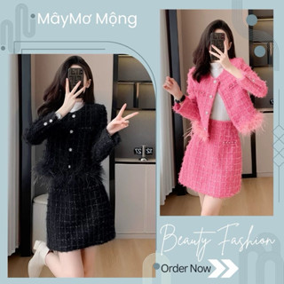 (Maymomong -order) sét dạ tweed phối lông cực xinh hàng quảng châu loại 1