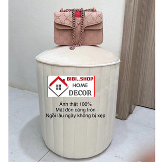 Đôn tròn sofa nỉ nhung cao cấp, Ghế trang điểm hình tròn bọc đệm nỉ nhung siêu êm
