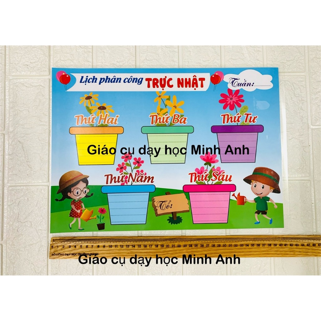 Lịch phân công trực nhật đã được ép plastic và sẵn keo dán