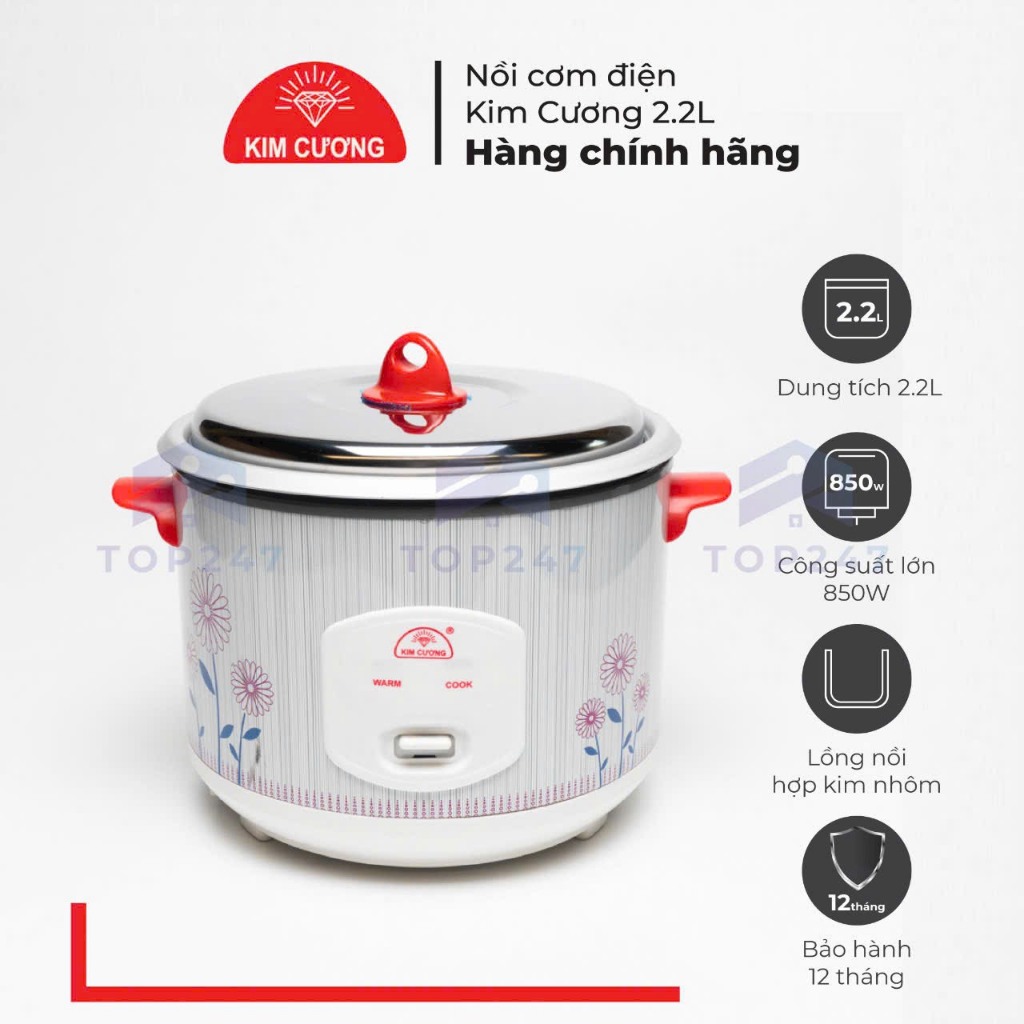 Nồi Cơm Điện Kim Cương 2.2L / 2.8L  Lít Nắp Rời - Hàng Chính Hãng (Bảo Hành 12 Tháng)