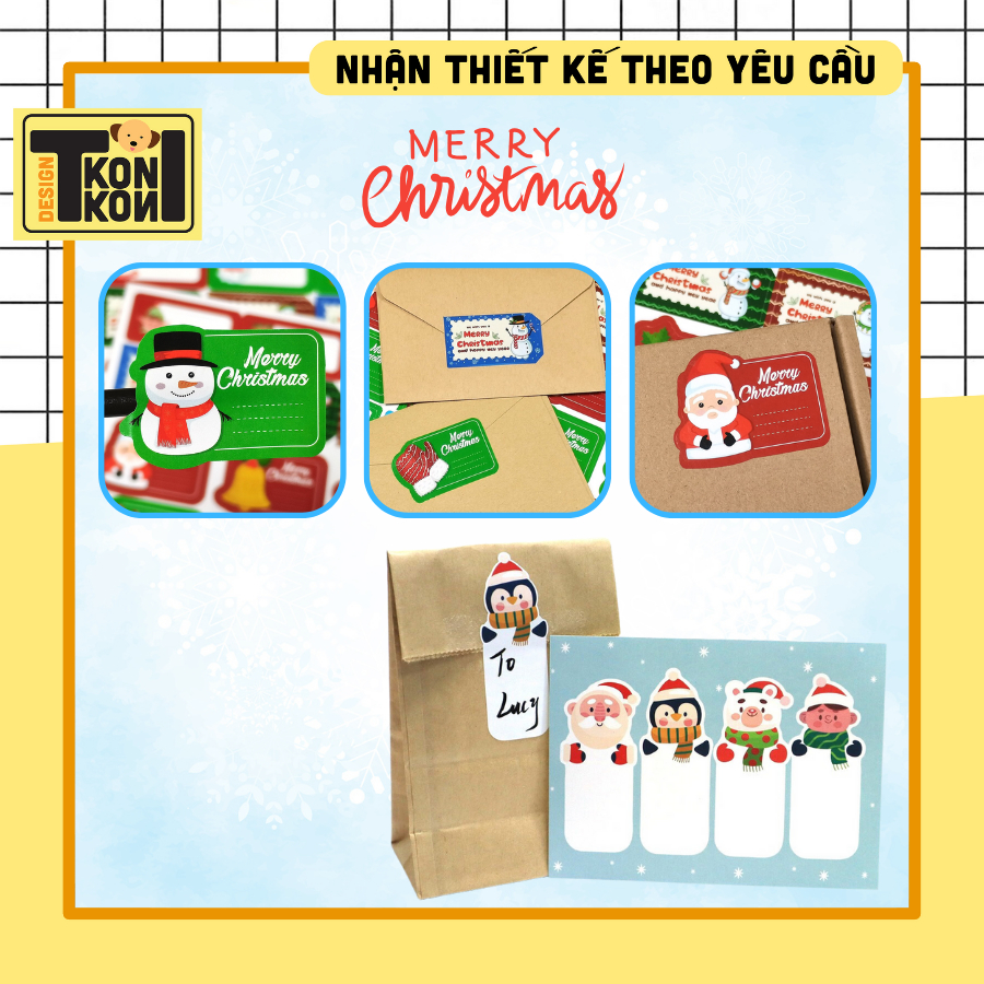 (SẴN) Set 60 Nhãn Dán Noel, Sticker Tặng Quà Giáng Sinh, Sticker Dễ Thương Cho Bé Dán Vật Dụng - MS3