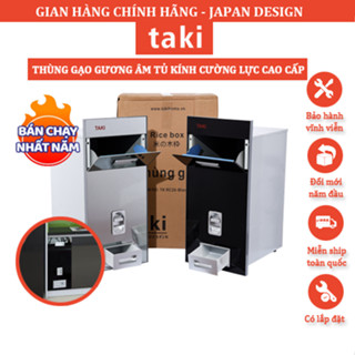 Thùng Gạo Âm Tủ Cao Cấp TAKI, Thùng Gạo Tủ Bếp, Mặt Gương Cường Lực, Thùng INOX 304 [ BẢO HÀNH TRỌN ĐỜI SẢN PHẨM ]