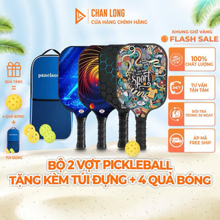 Bộ 2 Vợt Chơi Bóng Pickleball Siêu Nhẹ Và Chuyên Nghiệp Bền Đẹp Chắc Tay, Tặng Kèm Túi Đựng 4 Quả Bóng | CHANLONG