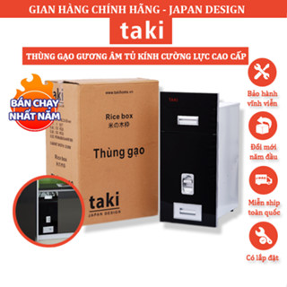 Thùng Gạo Âm Tủ TAKI - BLACK, BẢN NÂNG CẤP THÙNG INOX 304, Mặt Gương Cường Lực, Thùng Gạo Âm Tủ Bếp, BẢO HÀNH VĨNH VIỄN