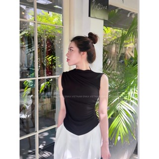 Áo thun nhún chéo Mina sát nách cao cấp 2 lớp dày dặn sang trọng lịch sự cho nữ Women Top