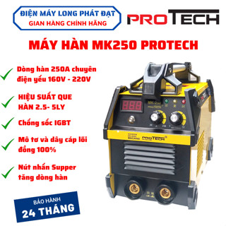 Máy hàn Protech MK250 hàn điện yếu chống giật chống sốc hàn que 4ly siêu khỏe dây cáp lõi đồng 100%