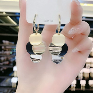 bông tai nữ kim loại tua tua nhiều hình tròn, khuyên tai thả dài phong cách retro