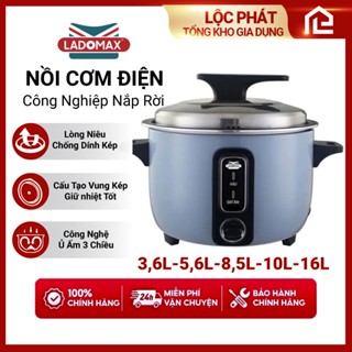 Nồi Cơm Điện Công Nghiệp Nắp Rời 3,6L 4,2L 5,6L 8,5L 10L 16L Ladomax Lòng Phủ Men Chống Dính Bảo Hành 12 Tháng