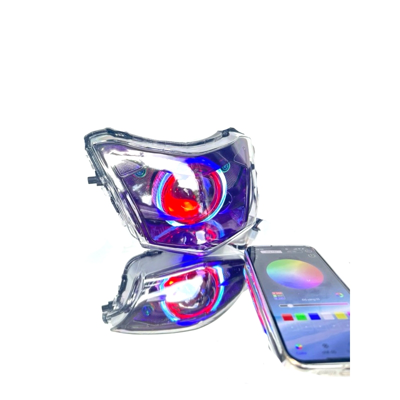 BI CẦU ĐỘ SẴN xe wave 50/100/110cc SỬ DỤNG BI F11 MẮT QUỶ ĐỔI MÀU CÓ KÈM DÂY NGUỒN