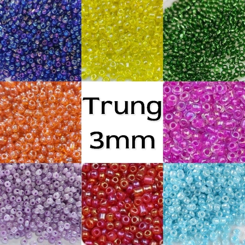 (Mua5giảm giá)Hạt cườm tấm size trung 3mm (20g) đính kết trang phục diy handmade