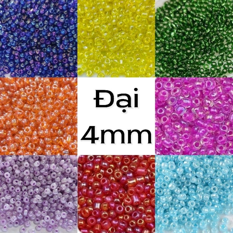 Hạt cườm thủy tinh 4mm ( cườm đại ) đính trang phục diy handmade