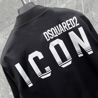 Áo Khoác Bomber Gió Nam Dsq Icon Khoá Zip In Chữ Dsquared2 ICON Trắng Sọc Đen Hai Mặt 2 Lớp Dày Dặn Boy Phố Siêu Ho